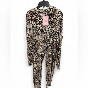 Juicy Couture Leopard Print Velour Track Suit Set